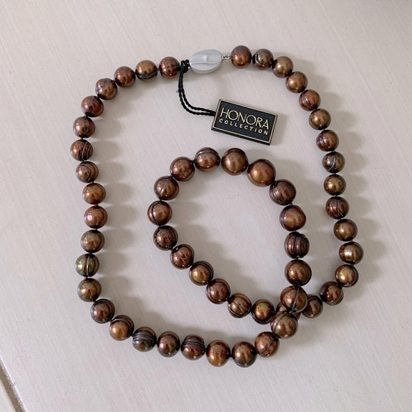 Honora Chocolate Ringed Pearl Necklace - Picture 2 of 3